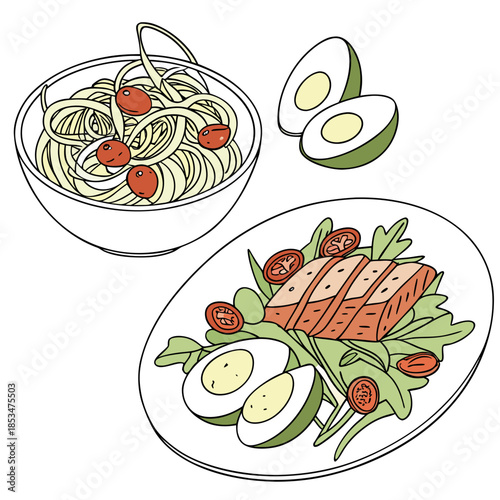Minimal Food Plating Illustration  Clean Vector  W (3) Vector Illustration