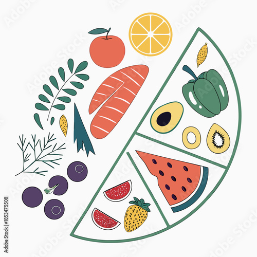 Modern Food Arrangement Flat Design  Isolated  (3) Vector Illustration
