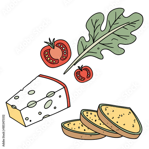 Simple Gourmet Food Composition  Flat Vector  Isol (1) Vector Illustration