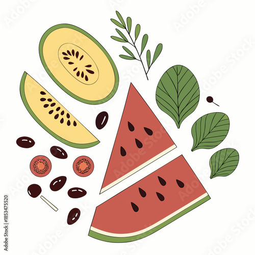 Modern Food Arrangement Flat Design  Isolated  (1) Vector Illustration