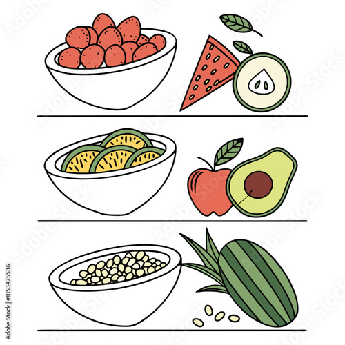 Clean Plant Based Food Illustration  Flat Vector   (2) Vector Illustration
