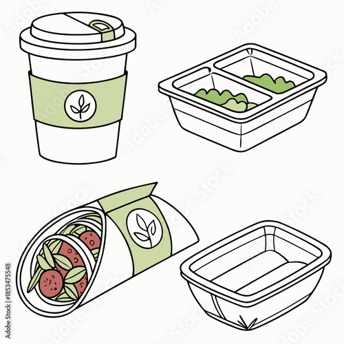 Eco Food Packaging Shapes Without Branding  Vector (1) Vector Illustration