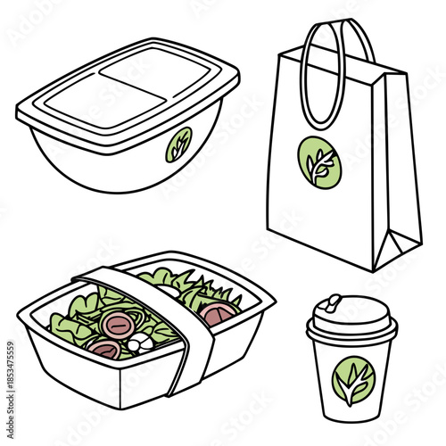 Eco Food Packaging Shapes Without Branding  Vector (3) Vector Illustration