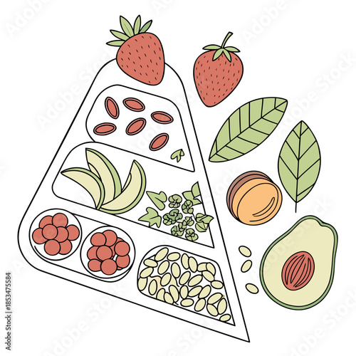 Sustainable Healthy Food Assortment  Minimal Vecto (1) Vector Illustration