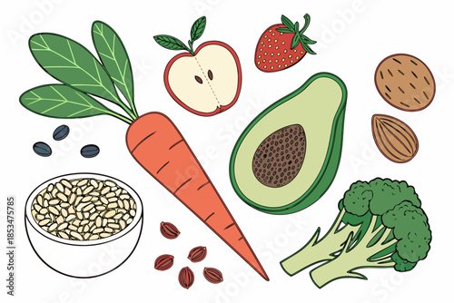 Healthy Eco Food Ingredients Layout  Clean Vector  Vector Illustration
