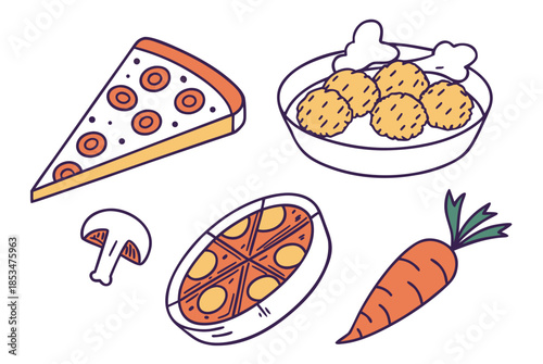 Simple Frozen Food Assortment  Flat Vector  White  Vector Illustration