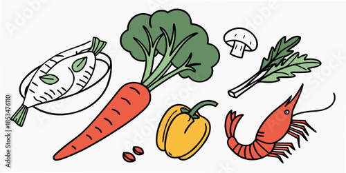 Ready To Cook Food Ingredients Illustration  Minim (2) Vector Illustration