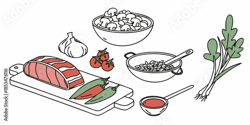 Ready To Cook Food Ingredients Illustration  Minim (3) Vector Illustration