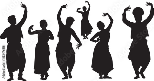 silhouettes of people dancing Traditional Indian Folk Dancers Silhouette Set

Bhangra and Gidda Dance Cultural Illustration Indian Festival Celebration Dancers Vector Art
Punjabi Folk Culture 
