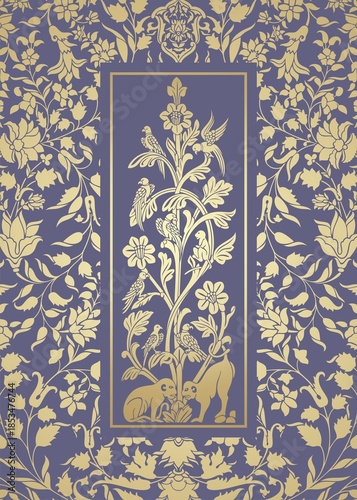 parrots, feathers ,wedding card design, royal India	