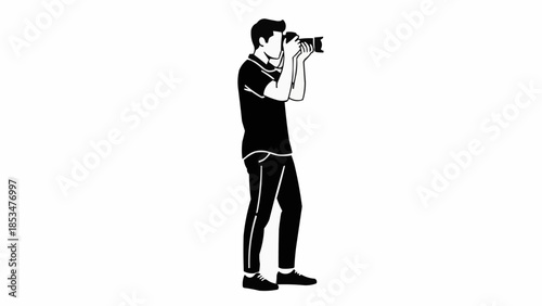 Man holding camera and taking a photo.