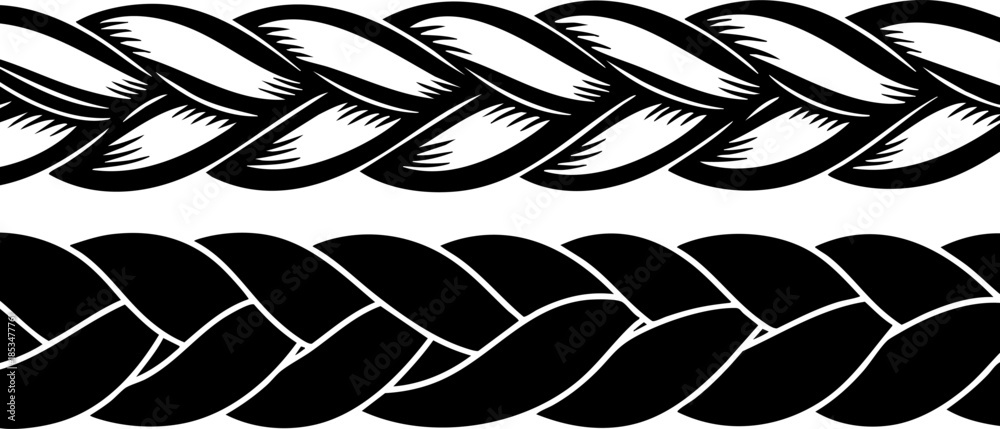 Fototapeta premium intricate braided rope border design a grayscale ornamental pattern with flowing curves ideal for textures on transparent background high quality professional