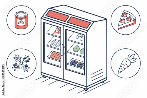 Frozen Food Storage Concept Illustration  Flat Vec (3) Vector Illustration