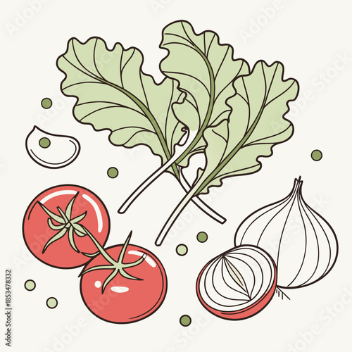 Fresh Cooking Ingredients With Soft Natural Color  (3) Vector Illustration