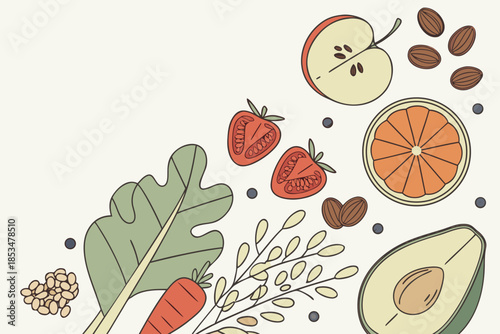 Healthy Cooking Ingredients Composition With Negat (1) Vector Illustration