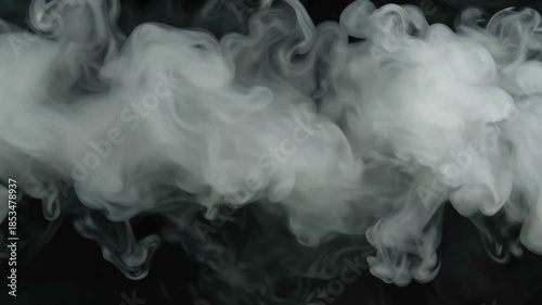 Abstract Soft White Smoke Floating on Dark Background, Cinematic Atmospheric Fog and Steam Texture with Smooth Motion for Overlay