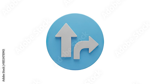 Free Download 3D Traffic Lane Arrow Icon: Straight Ahead and Right Turn - GFXLoad