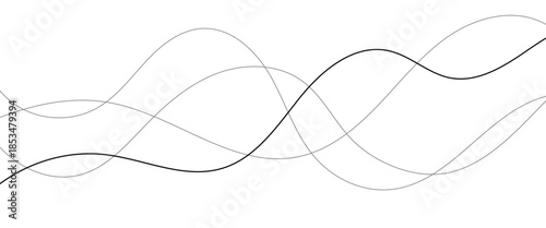 Abstract wavy black and white curved lines.