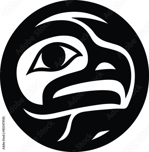 Totemic Circle Seal – Alaskan Heritage Emblem in Refined Black SilhouetteTotemic Circle Seal – Alaskan Heritage Emblem in Refined Black Silhouette