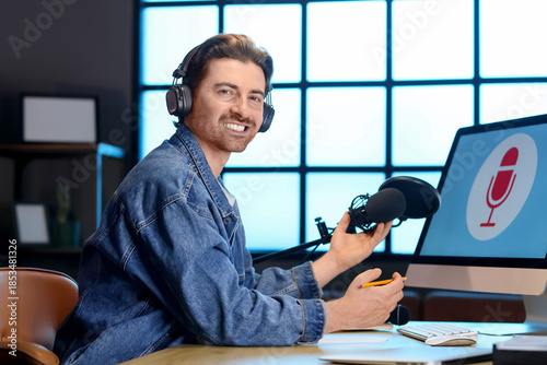 Handsome radio presenter wi...
