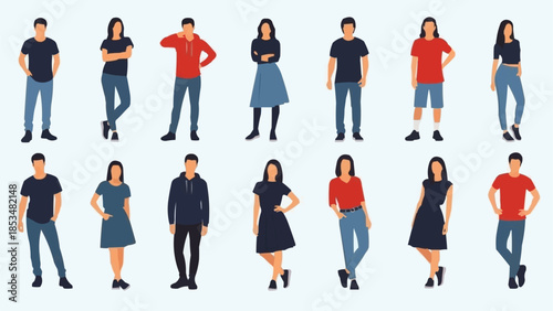 Diverse group of people standing together in casual attire.