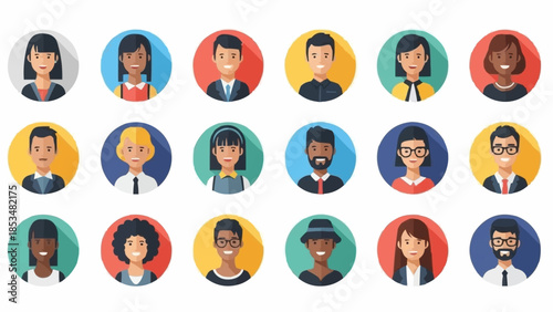 Diverse group of people circular portrait collage.