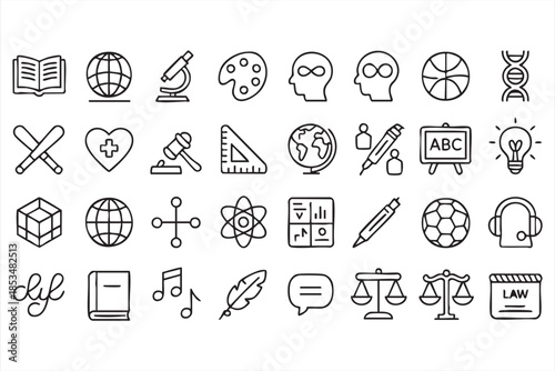 Education and Learning Line Icons for School and Science