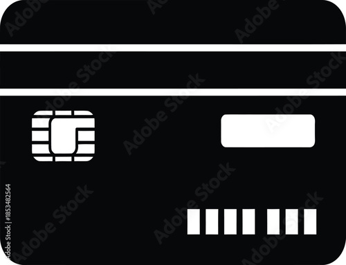 A black credit card icon on a white background