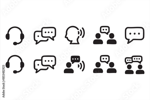 Chat and Customer Service Line Icons for Apps and Web Interfaces