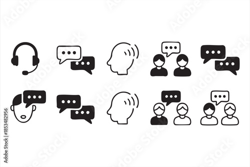 Communication and Support Icons Set for SaaS Platforms and UX Design