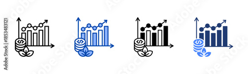 Bar Graph icon set multiple style collection