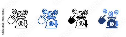 Income icon set multiple style collection