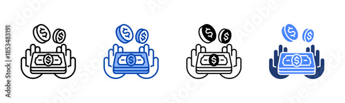 Earnings icon set multiple style collection