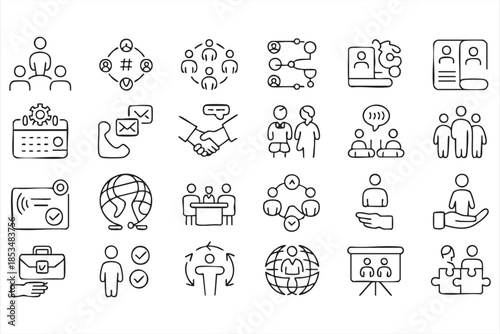 Collaboration and Team Management Icons for SaaS Interfaces