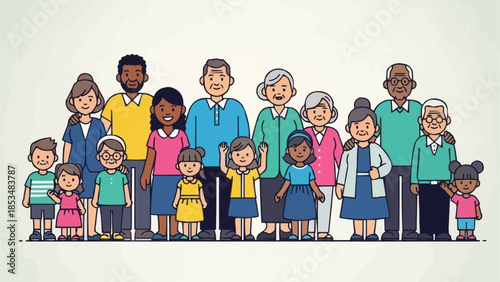 Diverse group of people standing together in unity.