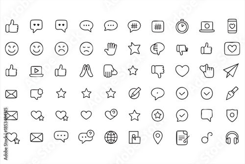 Social Media Interaction Line Icons for UI and App Design