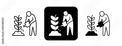 Harvest  Solid color and black line drawing vector illustration set