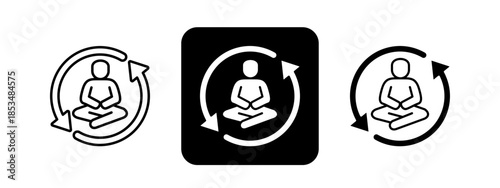 Tranquil  Solid color and black line drawing vector illustration set