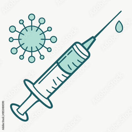 Syringe and Vaccine Icon Illustrating Medical Injection Protection
