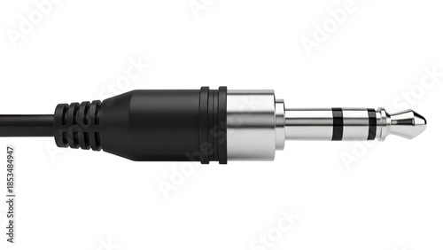 Close-up of a 3.5mm Audio Jack Plug with Black and Silver Finish