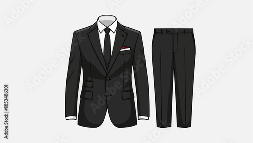 Classic Black Suit and Trousers for Formal Occasions.