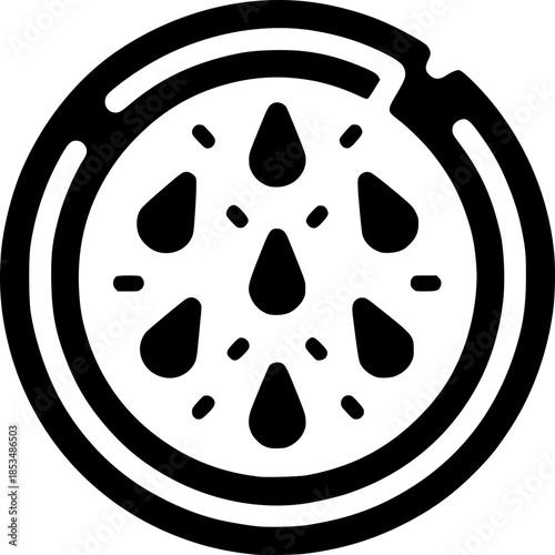 Watermelon Slice Icon: A graphic icon of a freshly sliced watermelon, showing its juicy interior and seeds.