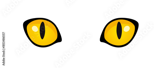A pair of yellow eyes with black outline staring directly