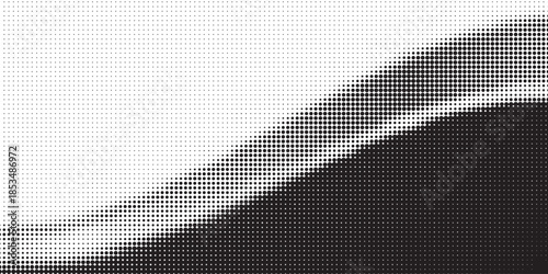 Dotted halftone gradient texture. Vanishing polka dot background. Repeating dots gradation pattern background. Black fading comic pop art overlay backdrop. Raster effect wallpaper. Vector halftone