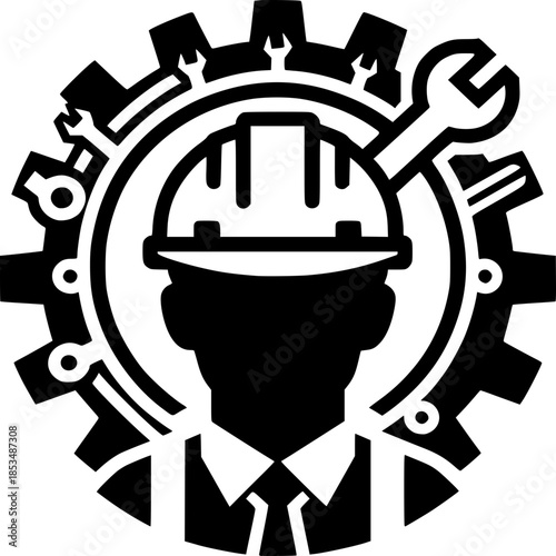 Industrial Icon: A strong and sturdy emblem of an engineer, embodying the essence of technical expertise and the spirit of the industry.