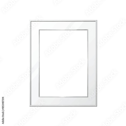 A silver picture frame viewed straight on against a plain white background
