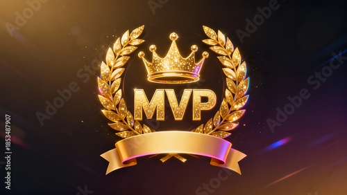 A MVP logo, a symbol of ultimate achievement in the game, with space to include information about the most valuable player. Gold color scheme.