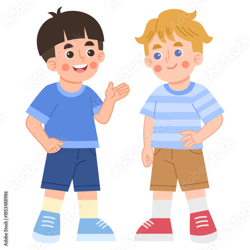 Illustration of Two Boys Talking