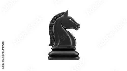 Black Chess Knight Piece - Realistic 3D Render
