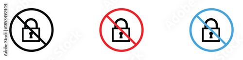 No lock icon vector. Security access denied, unlocked padlock symbol. vector illustration.
